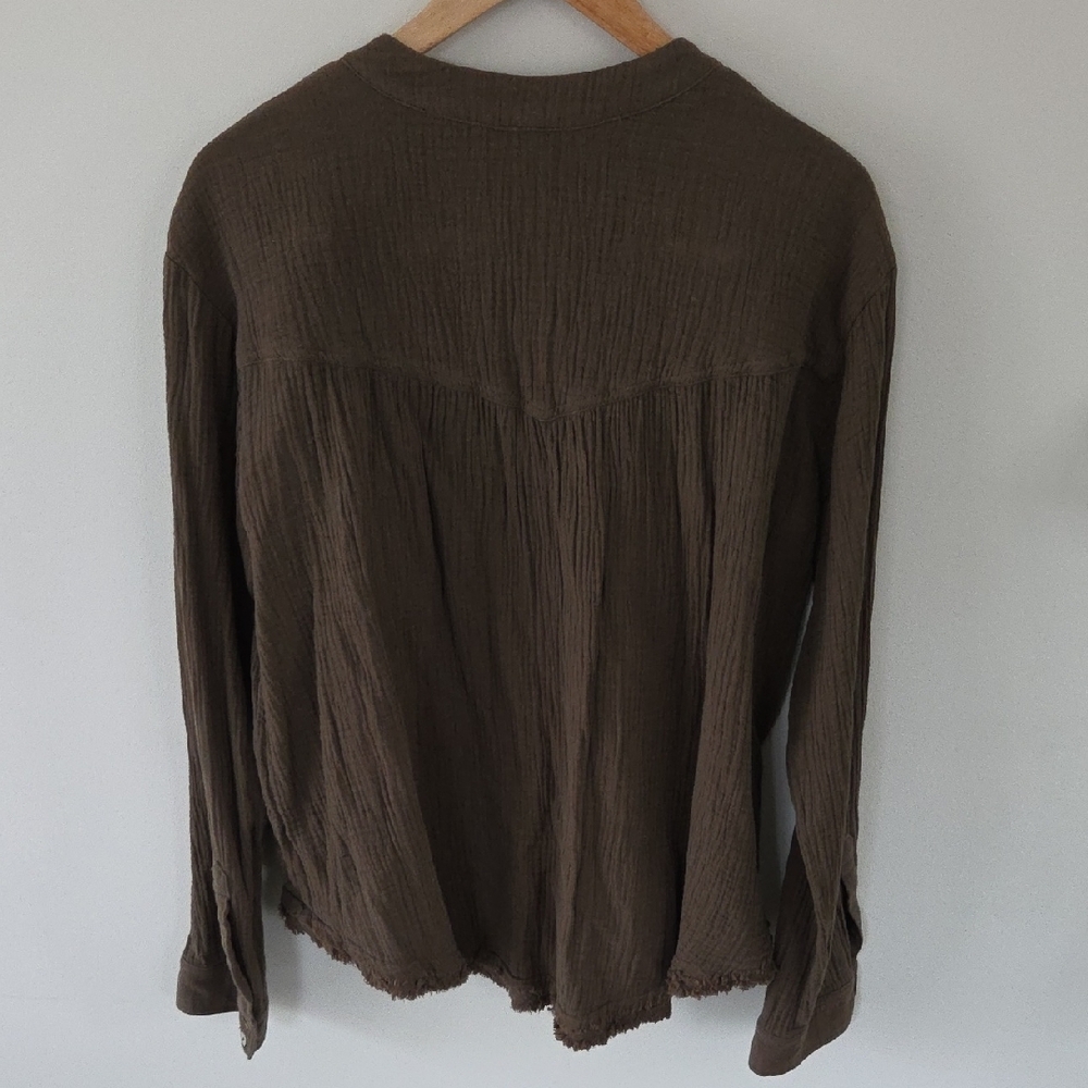 NWOT Free People Olive Blouse - Picture 7 of 9